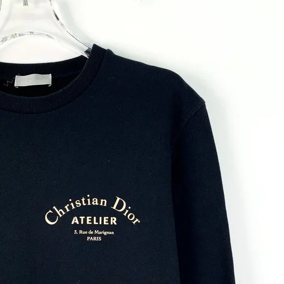 Christian Dior Atelier Black Cotton Long-Sleeve Round-Neck Logo Sweatshirt XS Ma